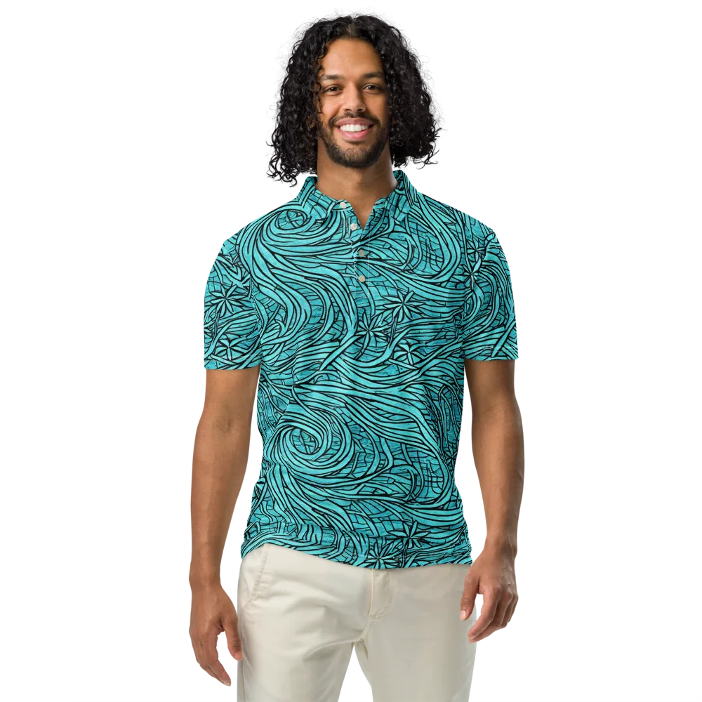 Cyan Whorl on Men's Slim Fit Polo Shirt — Front