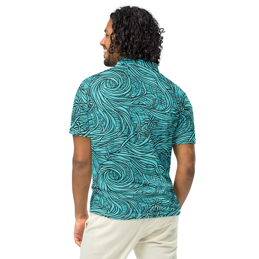 Cyan Whorl on Men's Slim Fit Polo Shirt — Back