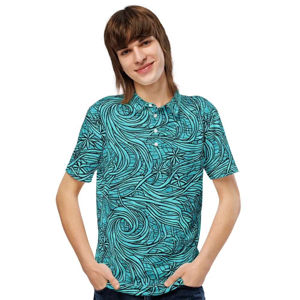 Cyan Whorl on Men's Slim Fit Polo Shirt — Front