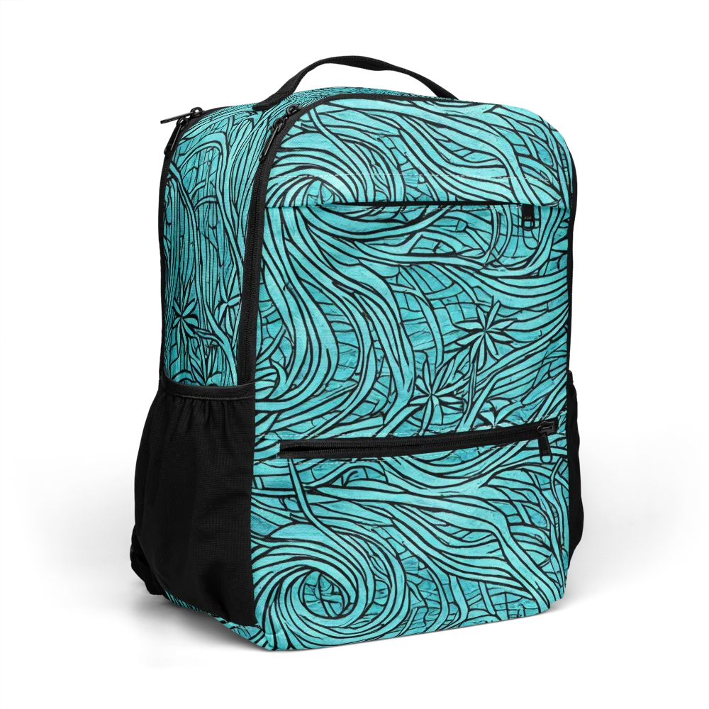 Cyan Whorl on Utility Backpack — Right Front
