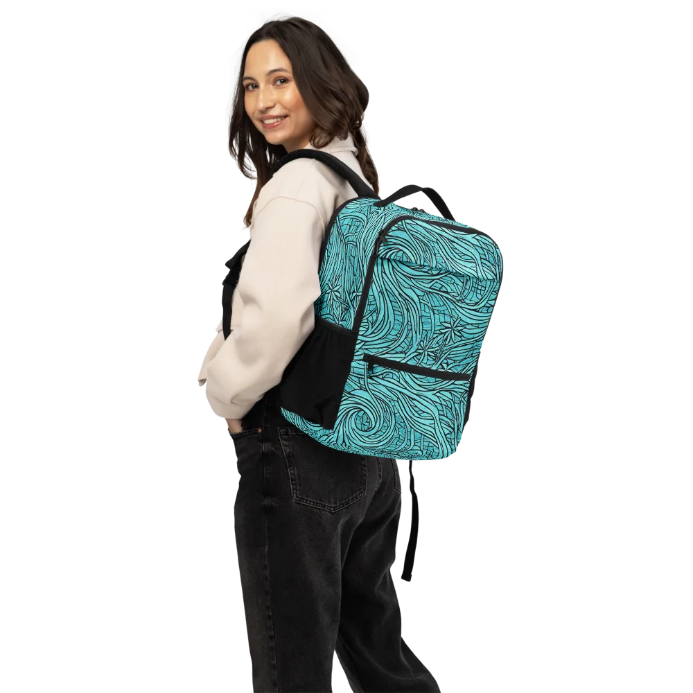 Cyan Whorl on Utility Backpack — Back
