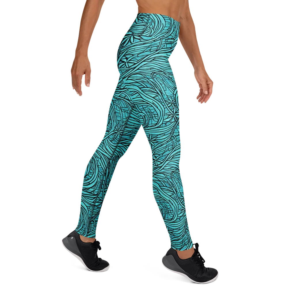 Cyan Whorl on Yoga Leggings — Right