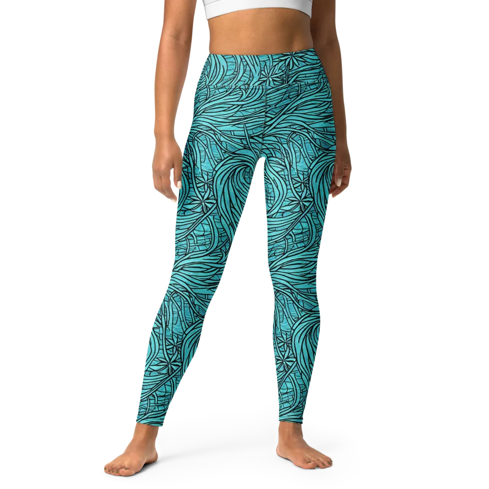 Cyan Whorl on Yoga Leggings — Front
