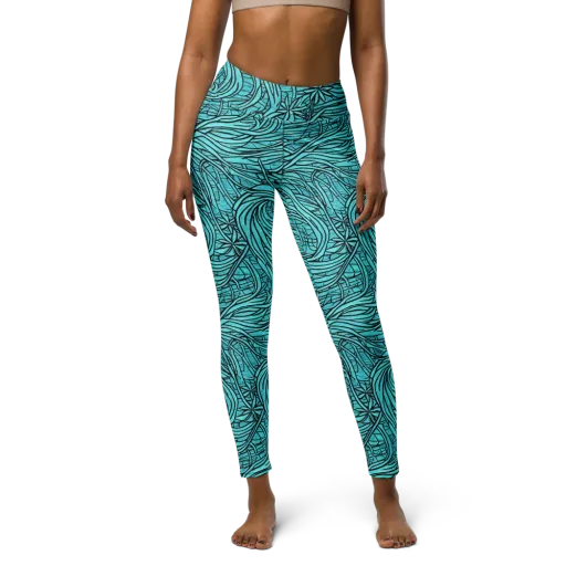 Cyan Whorl on a Yoga Leggings