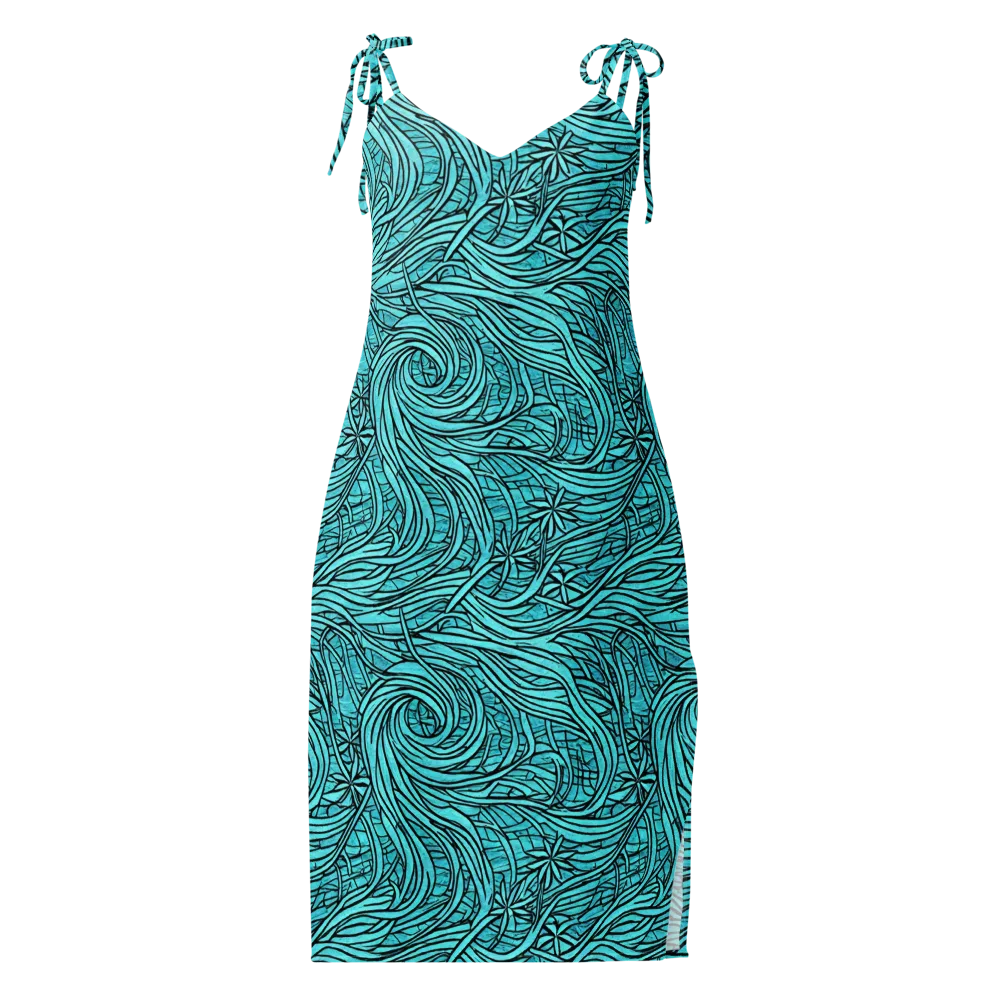 Cyan Whorl on Slip Dress — Front