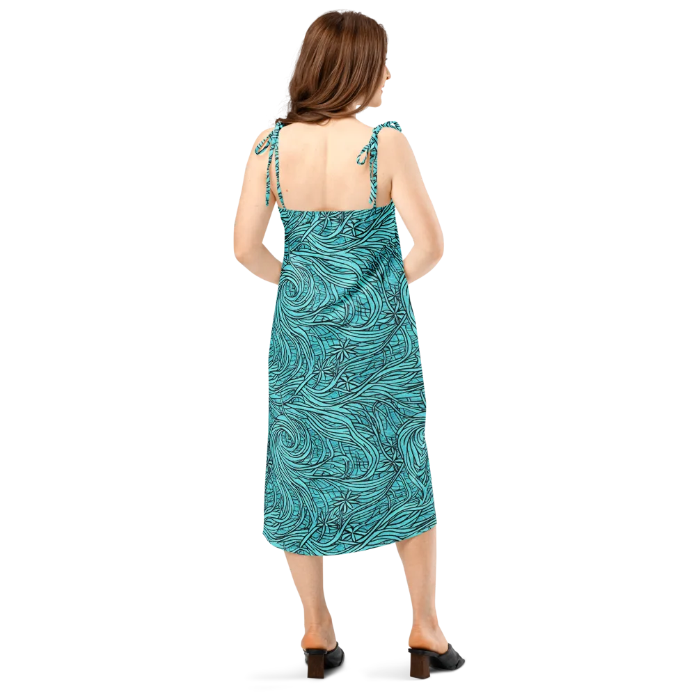 Cyan Whorl on Slip Dress — Back
