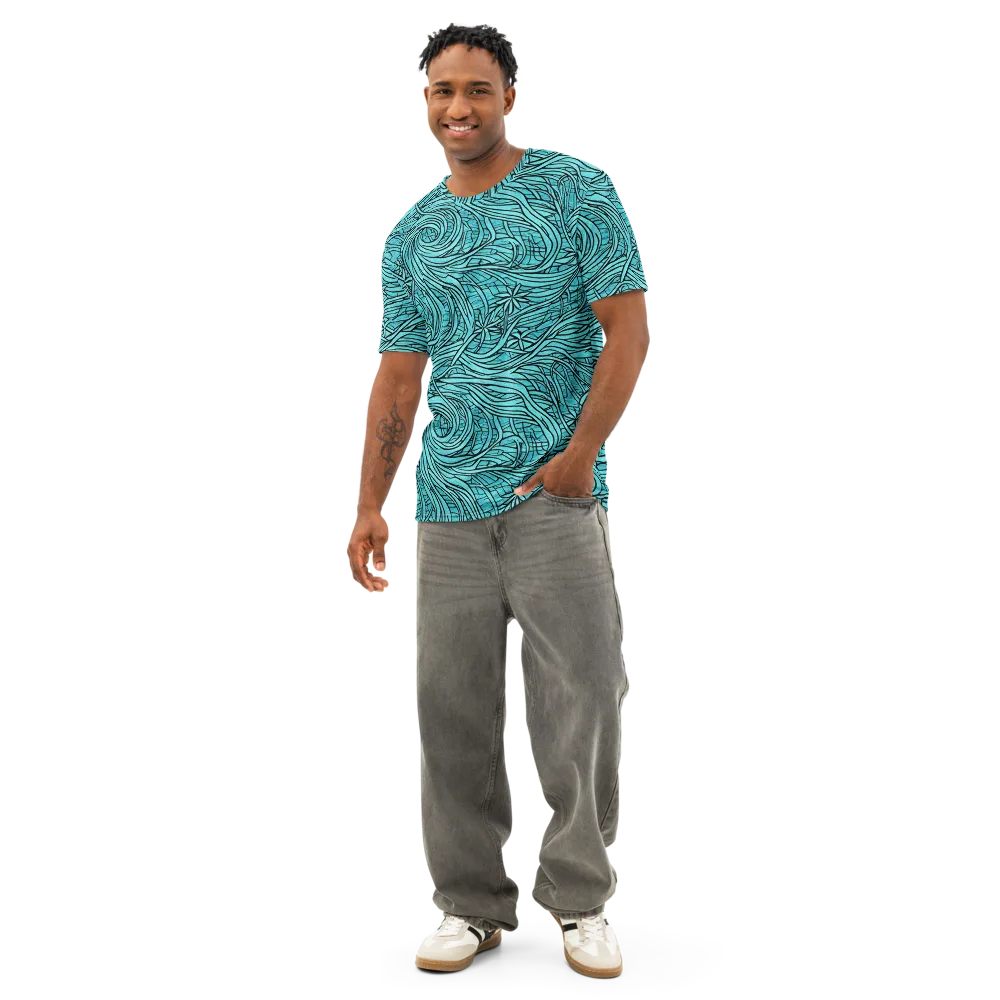 Cyan Whorl on Men's Cotton Crew Neck T-Shirt — Front