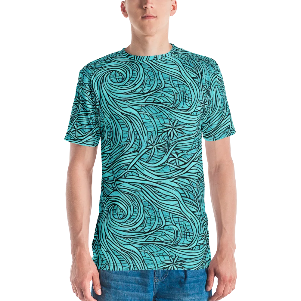 Cyan Whorl on Men's Crew Neck T-Shirt — Front