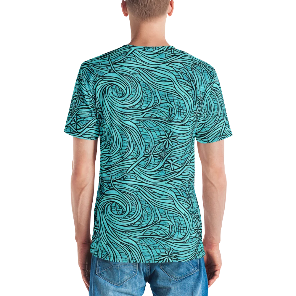 Cyan Whorl on Men's Crew Neck T-Shirt — Back