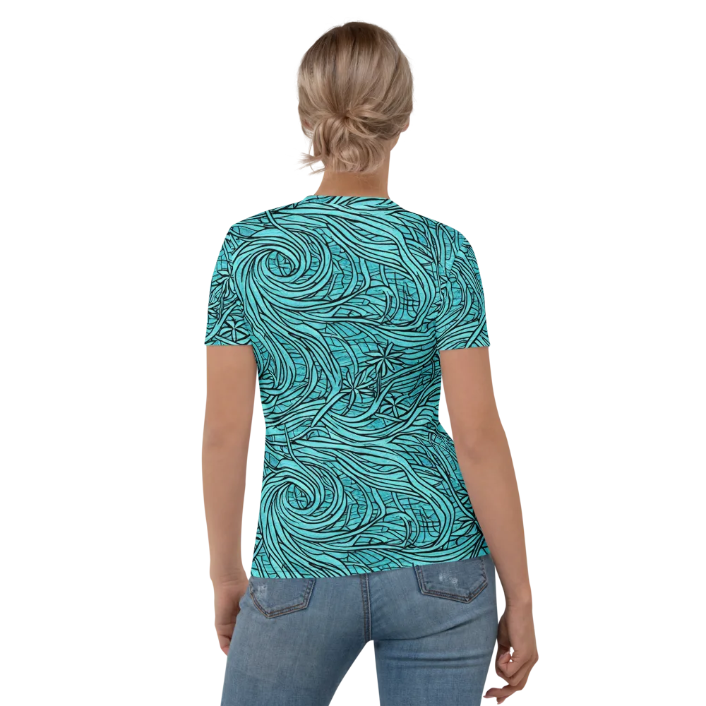 Cyan Whorl on Women's Crew Neck T-Shirt — Back