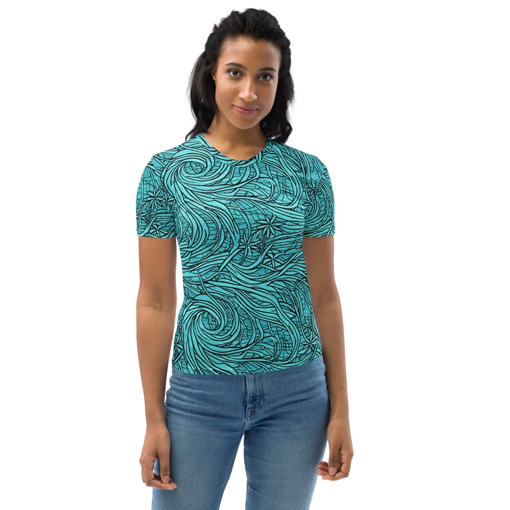 Cyan Whorl on Women's Crew Neck T-Shirt — Front