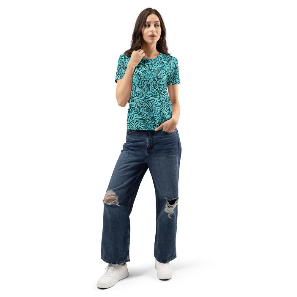 Cyan Whorl on Women's Crew Neck T-Shirt — Front