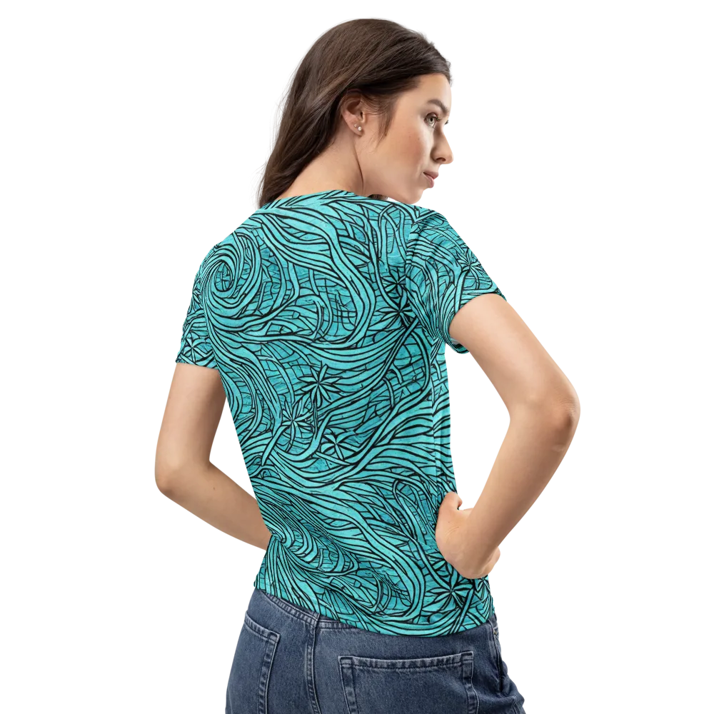 Cyan Whorl on Women's Crew Neck T-Shirt — Back