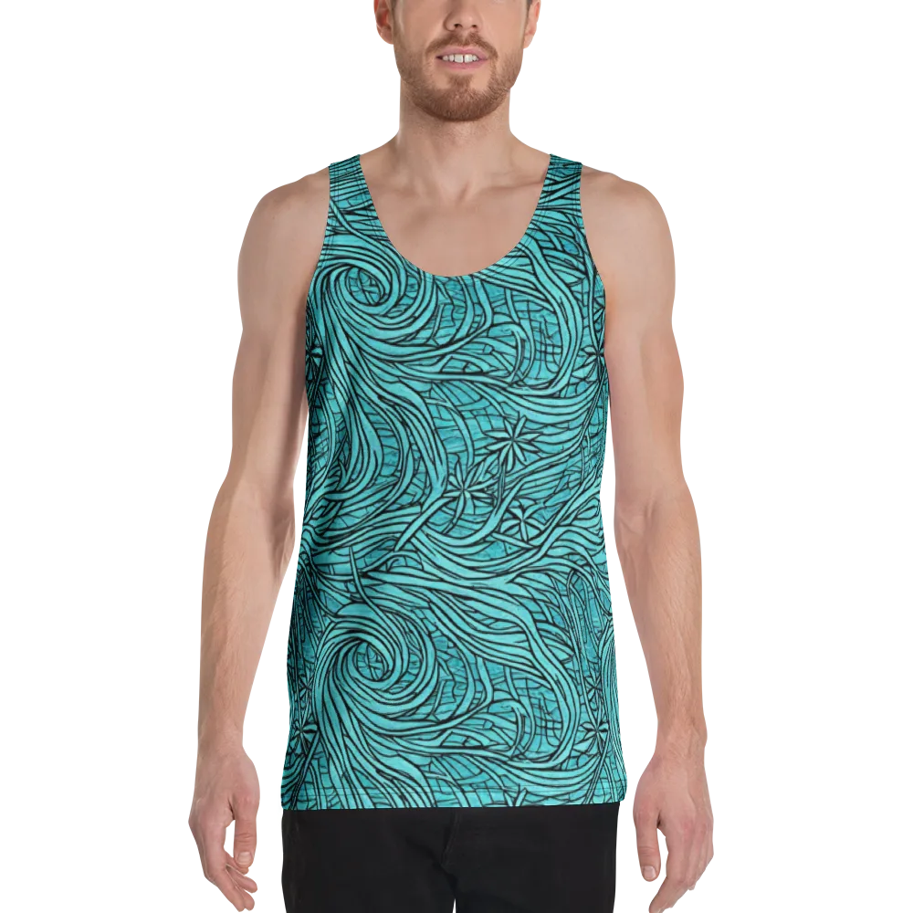 Cyan Whorl on Men's Tank Top — Front