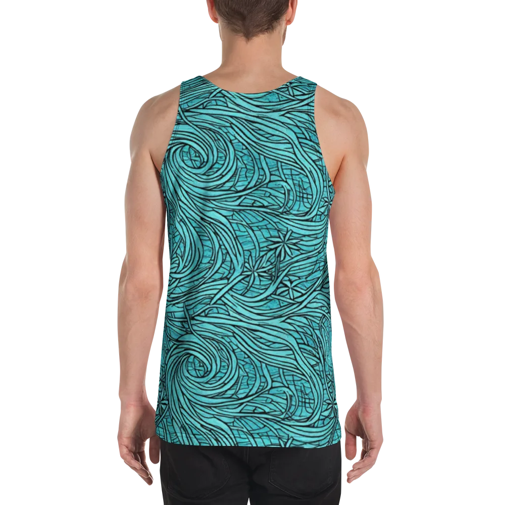 Cyan Whorl on Men's Tank Top — Back