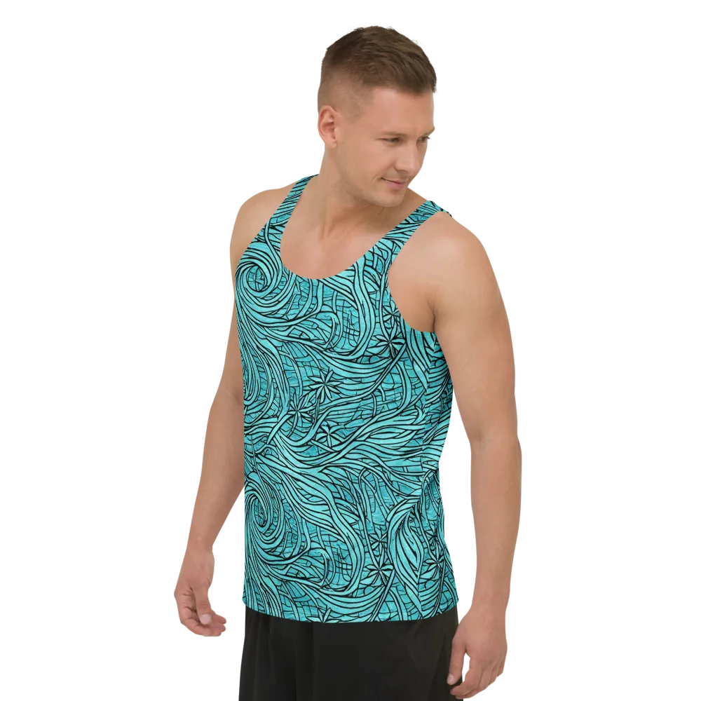 Cyan Whorl on Men's Tank Top — Left Front