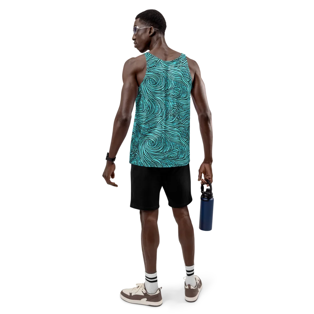 Cyan Whorl on Men's Tank Top — Back