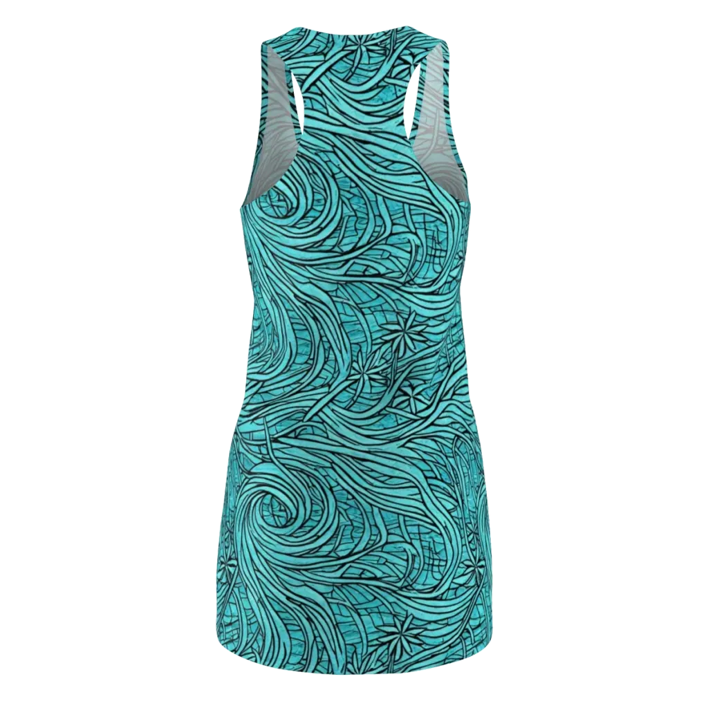 Cyan Whorl on Racerback Dress — Back