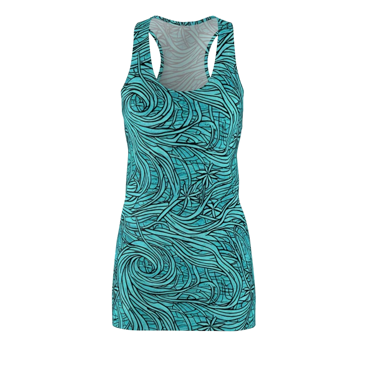 Cyan Whorl on Racerback Dress — Front