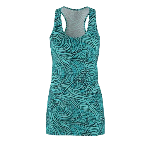 Cyan Whorl on a Racerback Dress