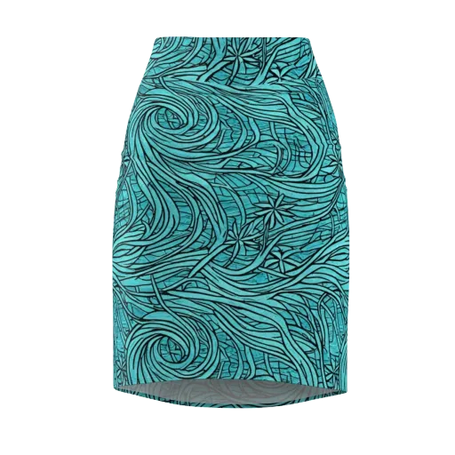 Cyan Whorl on a Pencil Skirt
