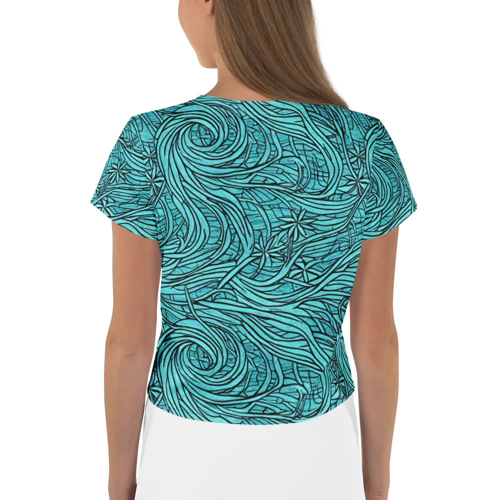 Cyan Whorl on Crop Tee — Back