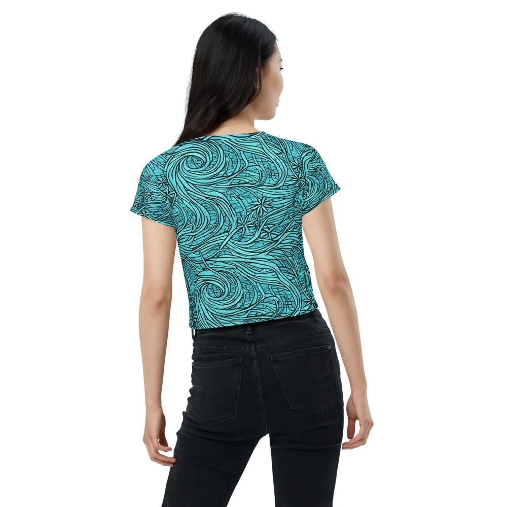 Cyan Whorl on Crop Tee — Back