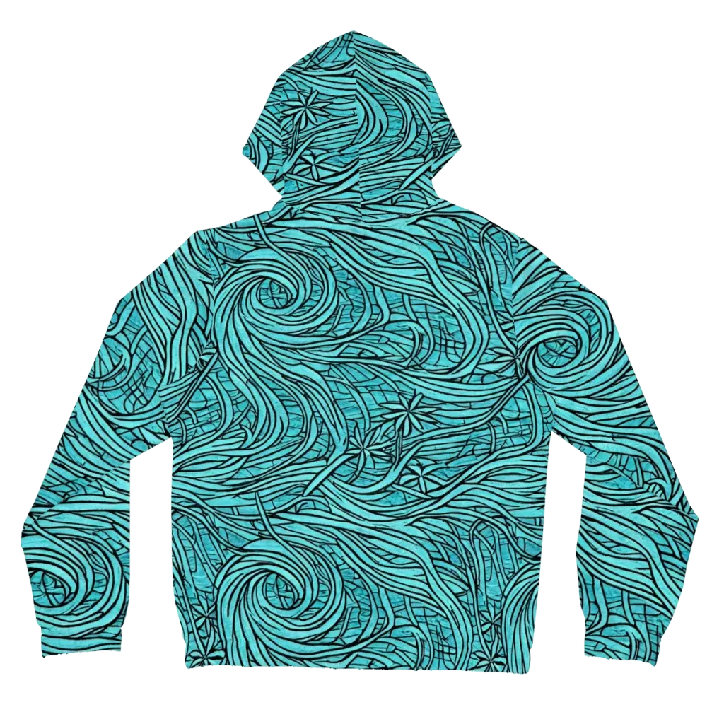 Cyan Whorl on Women's Full-Zip Hoodie — Back