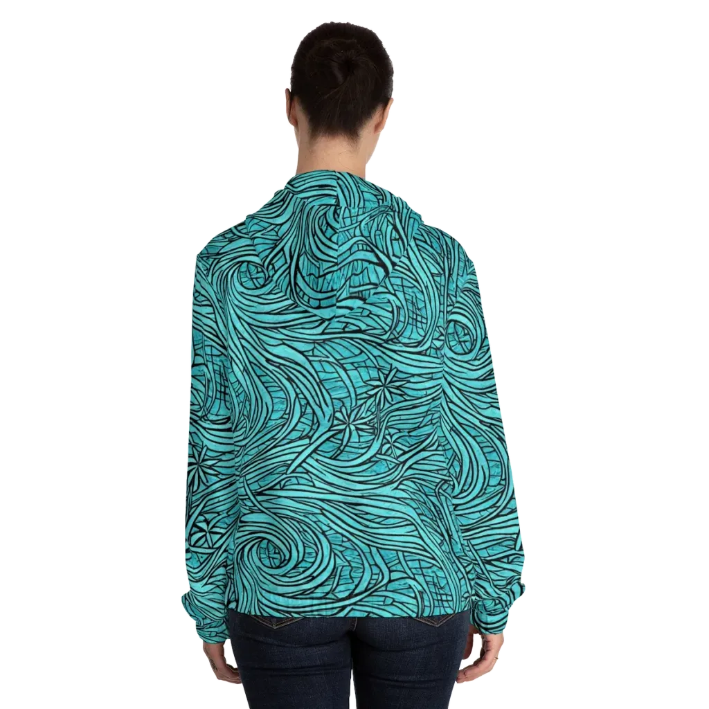 Cyan Whorl on Women's Full-Zip Hoodie — Back On Person