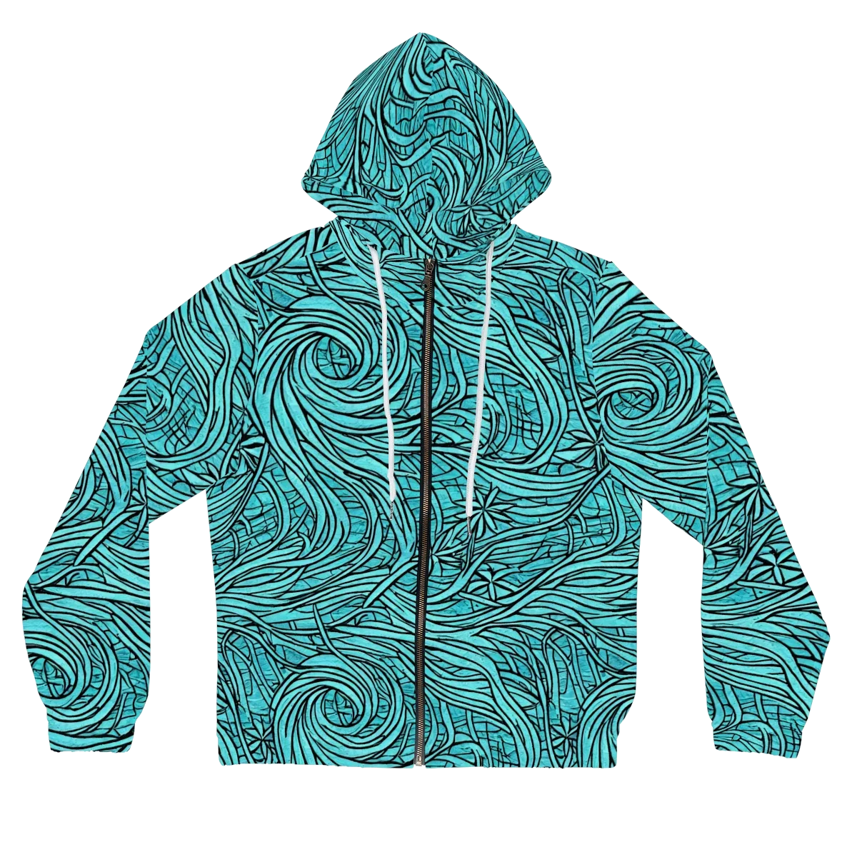 Cyan Whorl on Women's Full-Zip Hoodie — Front