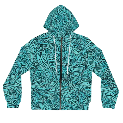 Cyan Whorl on a Women's Full-Zip Hoodie
