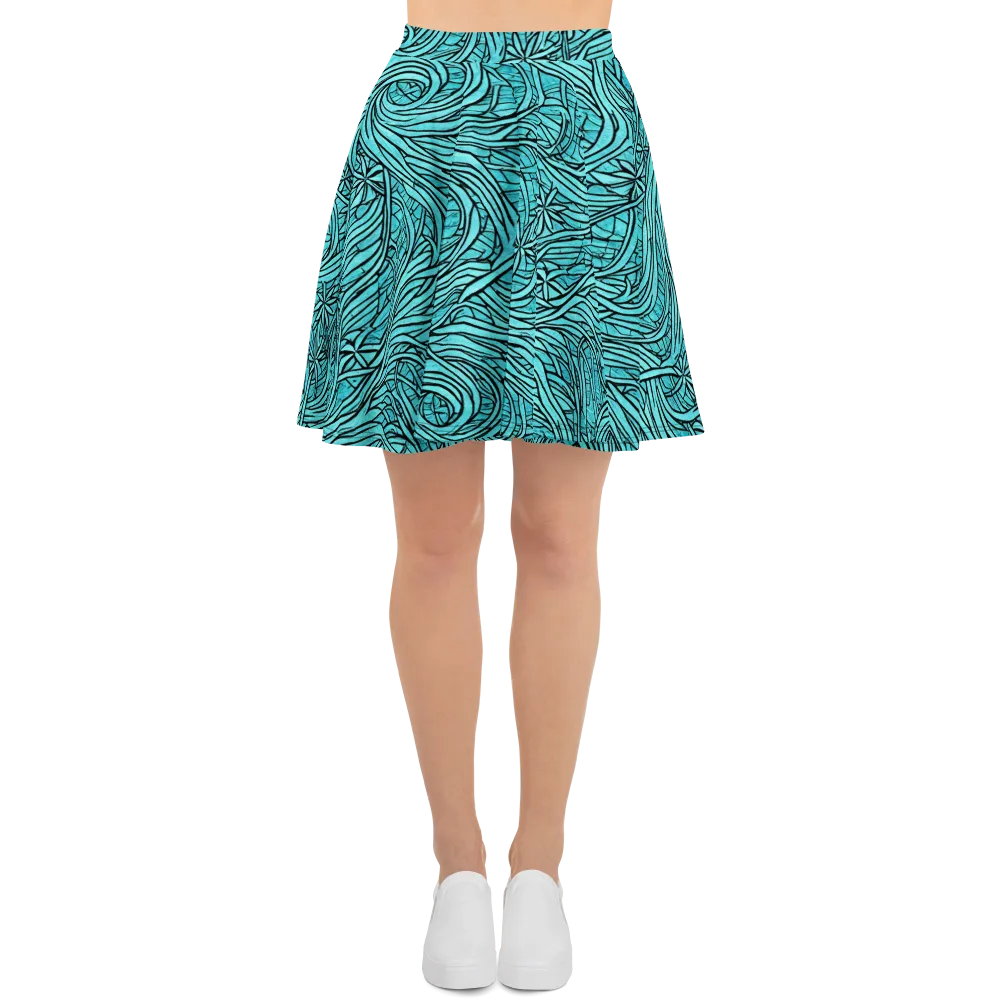 Cyan Whorl on Skater Skirt — Front