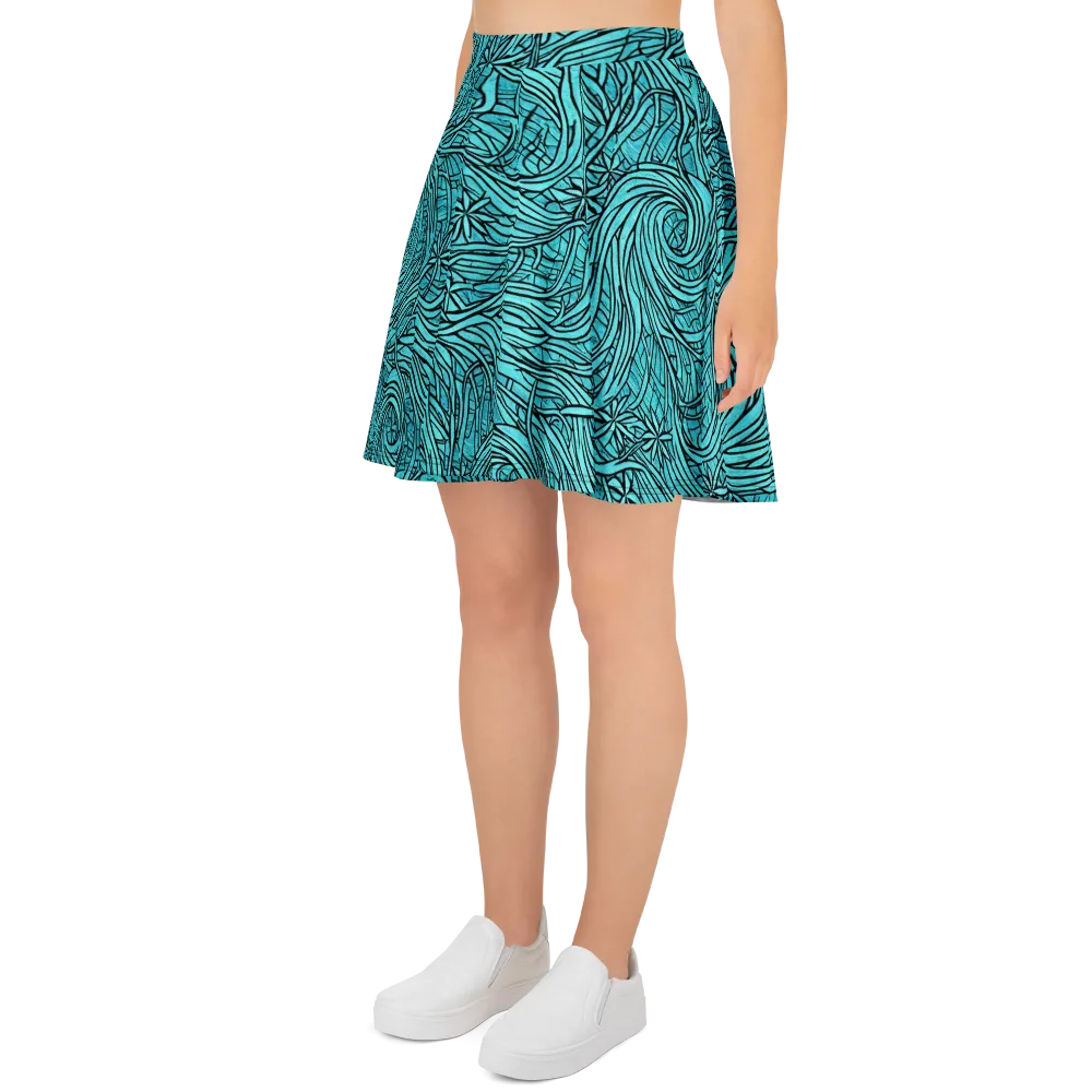 Cyan Whorl on Skater Skirt — Left