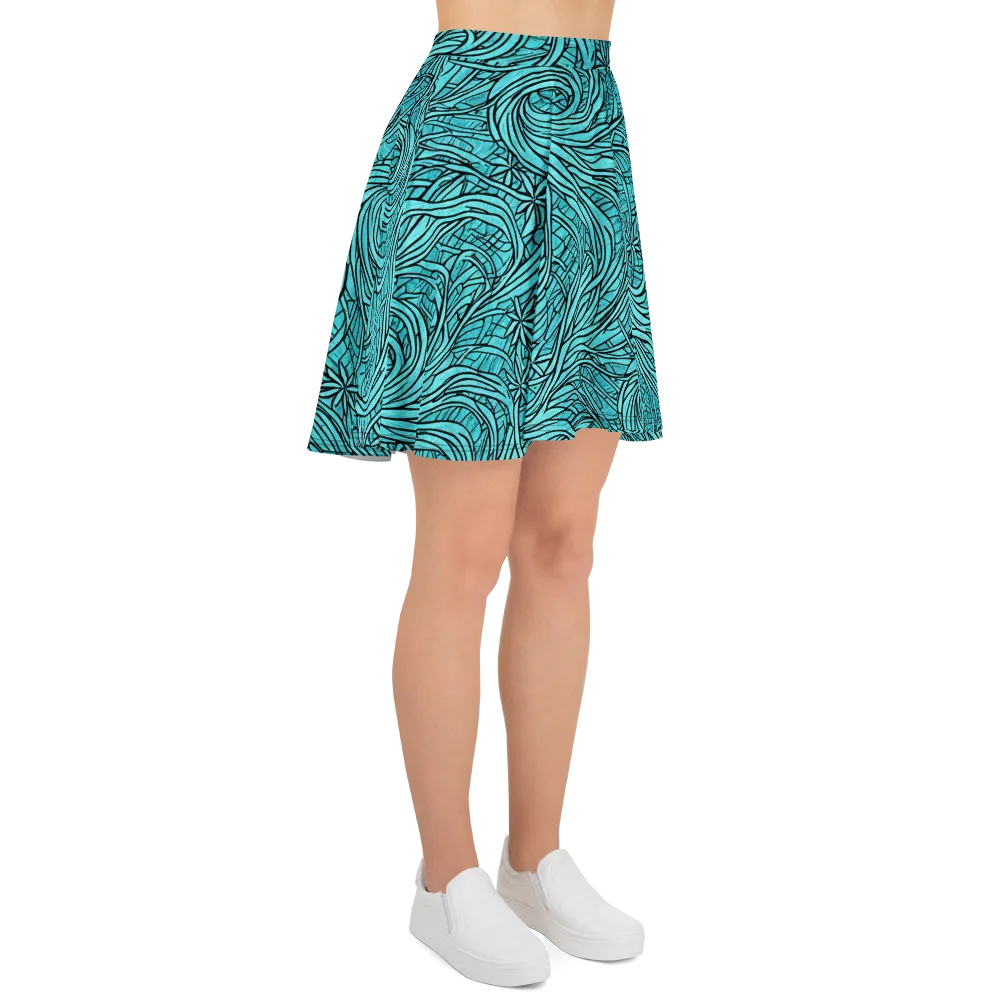 Cyan Whorl on Skater Skirt — Right
