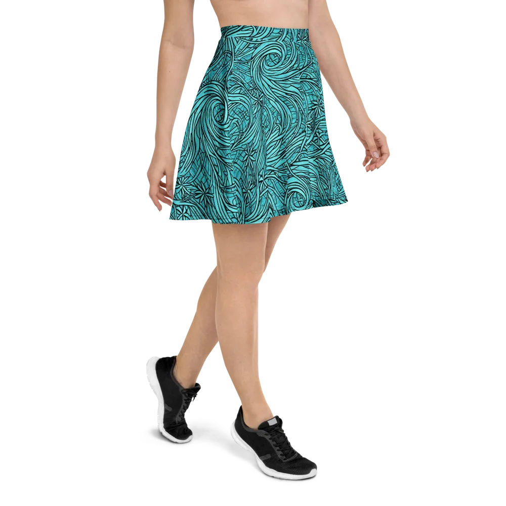 Cyan Whorl on Skater Skirt — Right