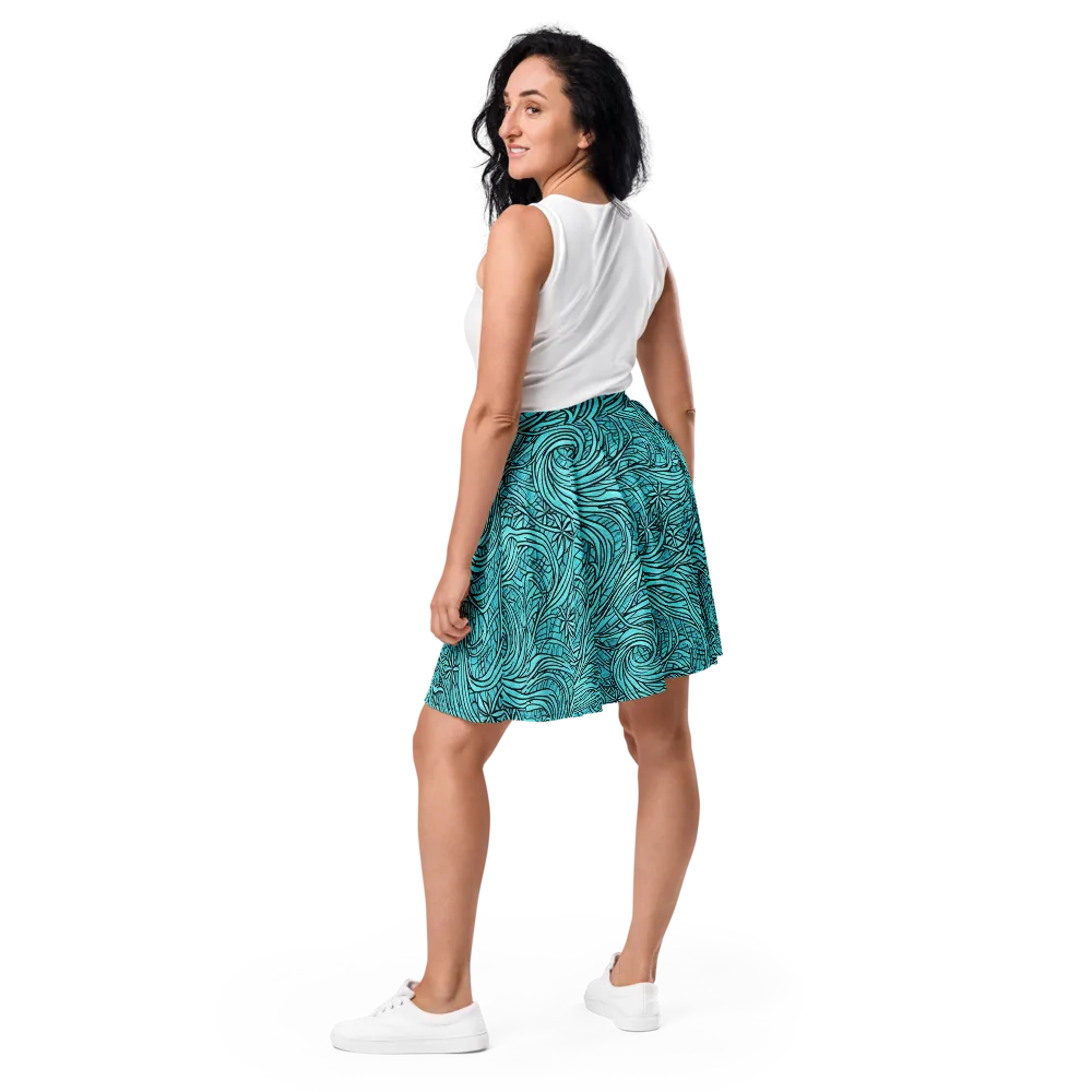 Cyan Whorl on Skater Skirt — Back