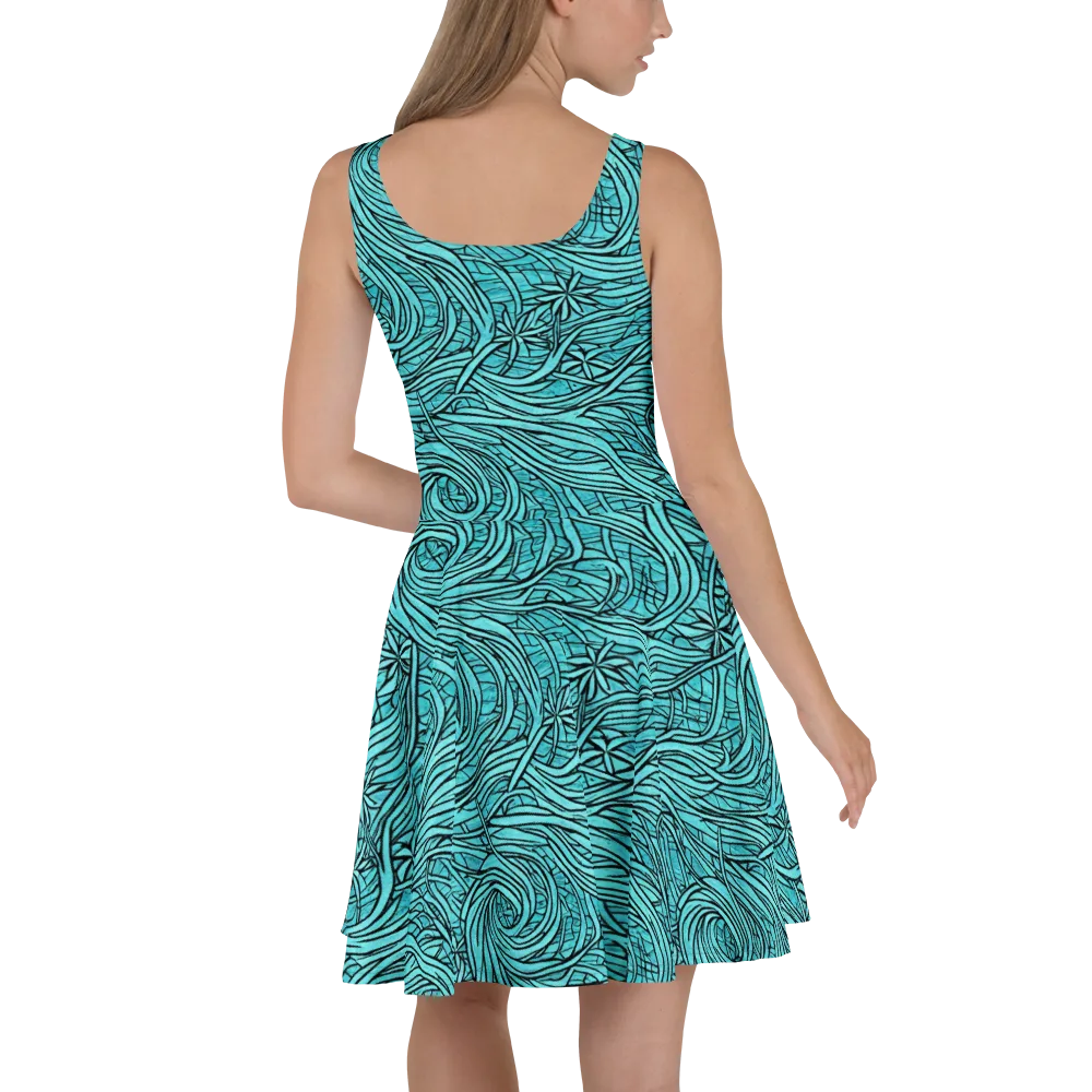 Cyan Whorl on Skater Dress — Back