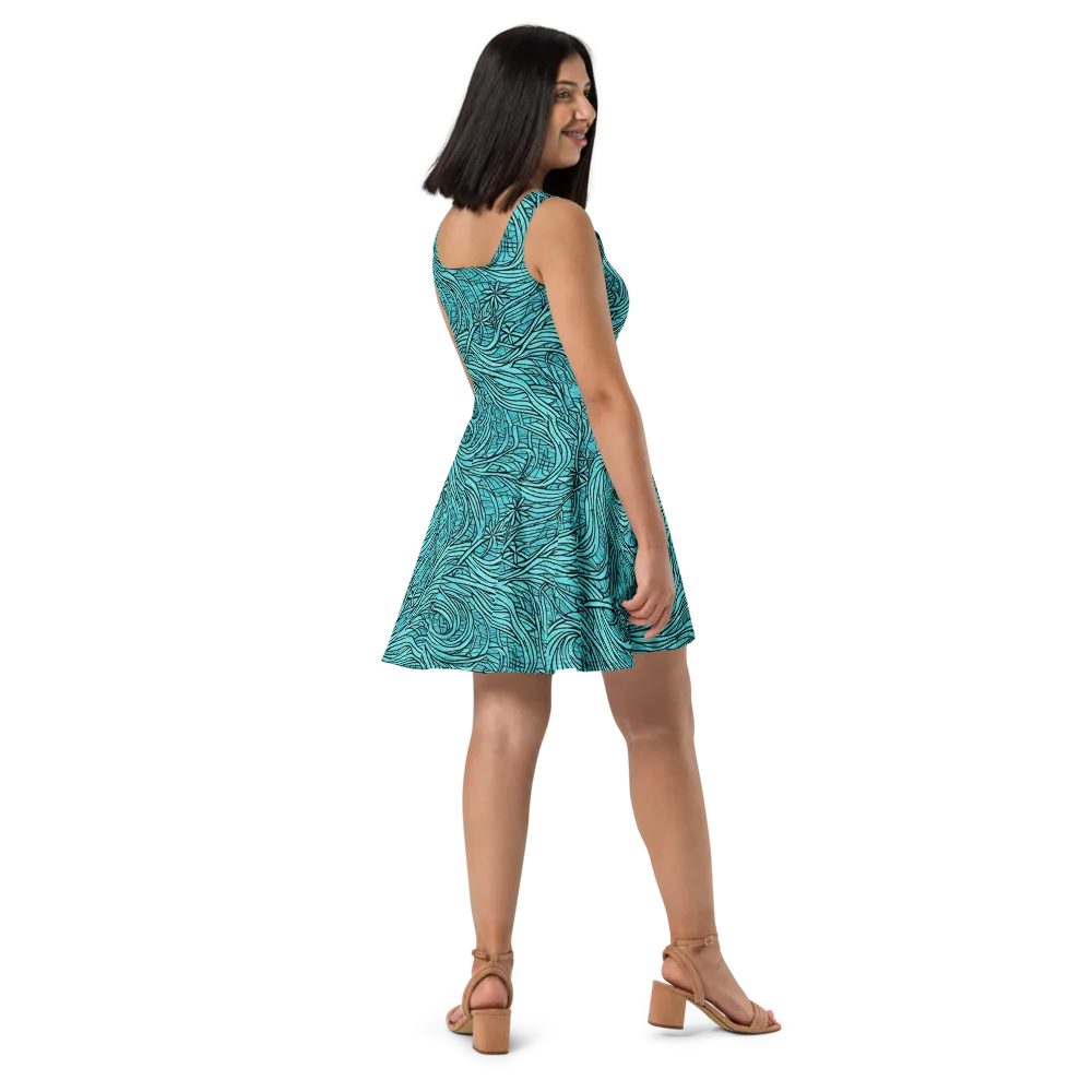 Cyan Whorl on Skater Dress — Right