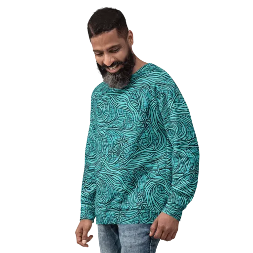 Cyan Whorl on a Sweatshirt