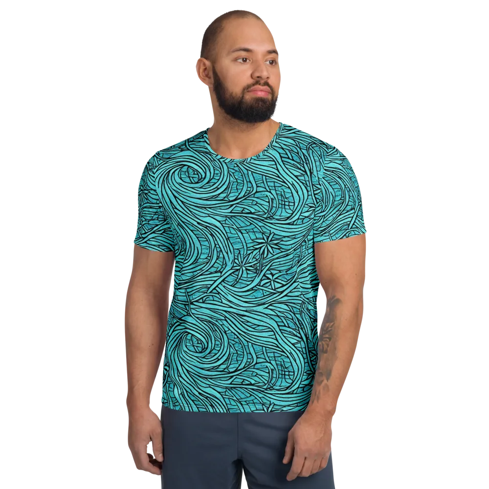 Cyan Whorl on Men's Athletic T-Shirt — Front