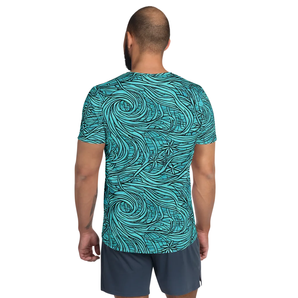 Cyan Whorl on Men's Athletic T-Shirt — Back