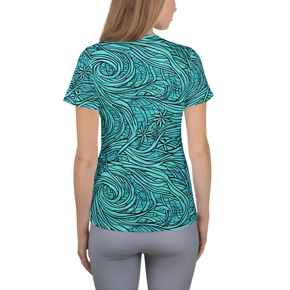 Cyan Whorl on Women's Athletic T-Shirt — Back