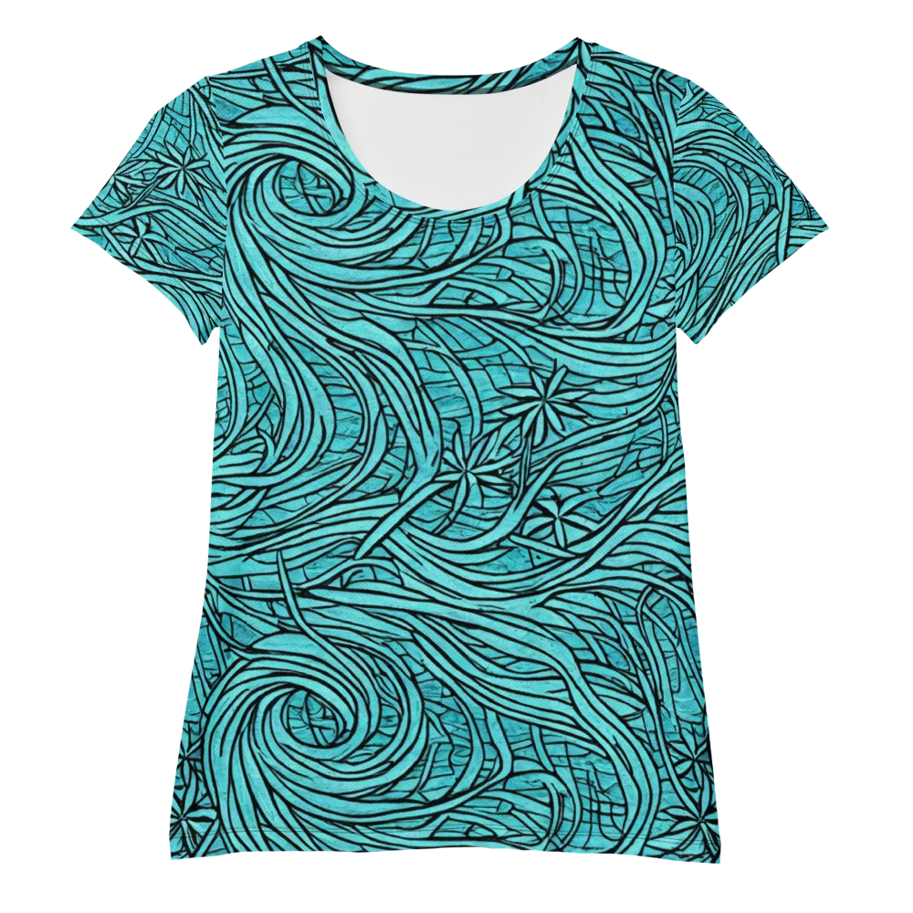 Cyan Whorl on Women's Athletic T-Shirt — Front