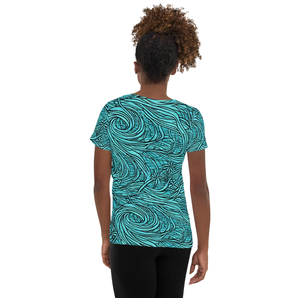 Cyan Whorl on Women's Athletic T-Shirt — Back