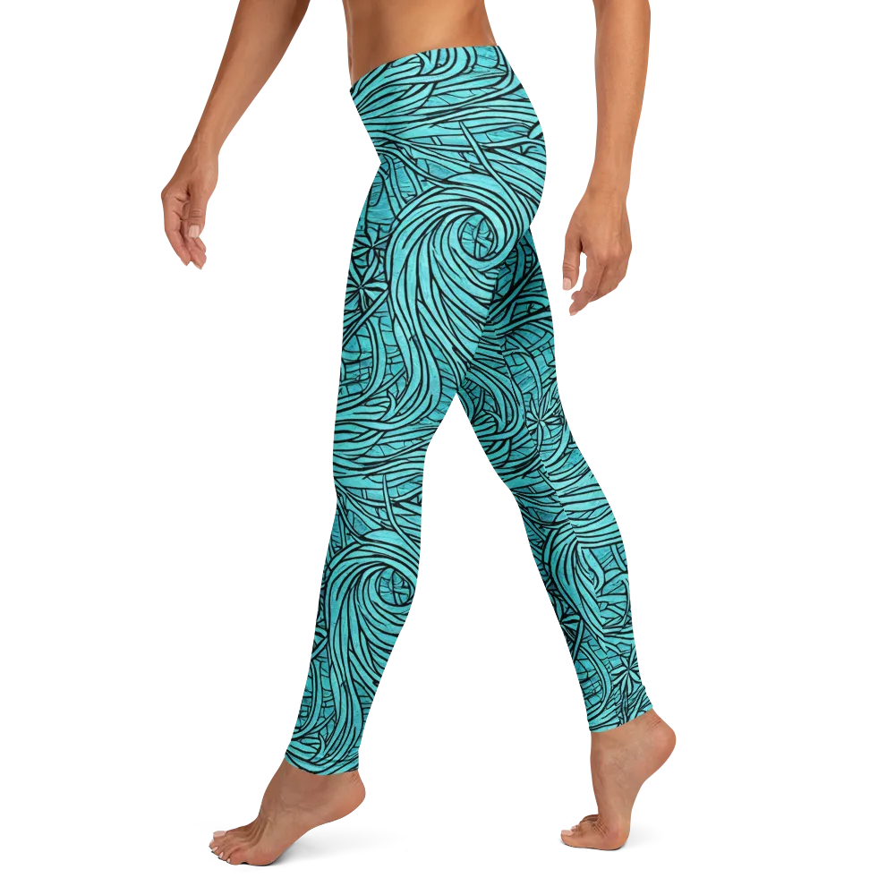 Cyan Whorl on Leggings — Left