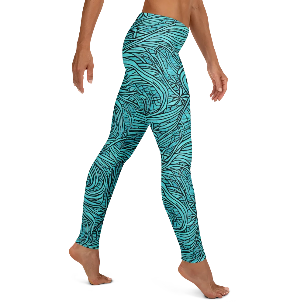 Cyan Whorl on Leggings — Right