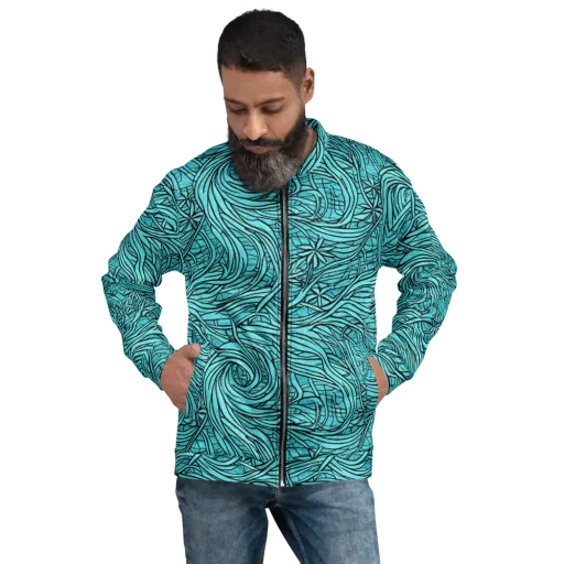Cyan Whorl on a Bomber Jacket