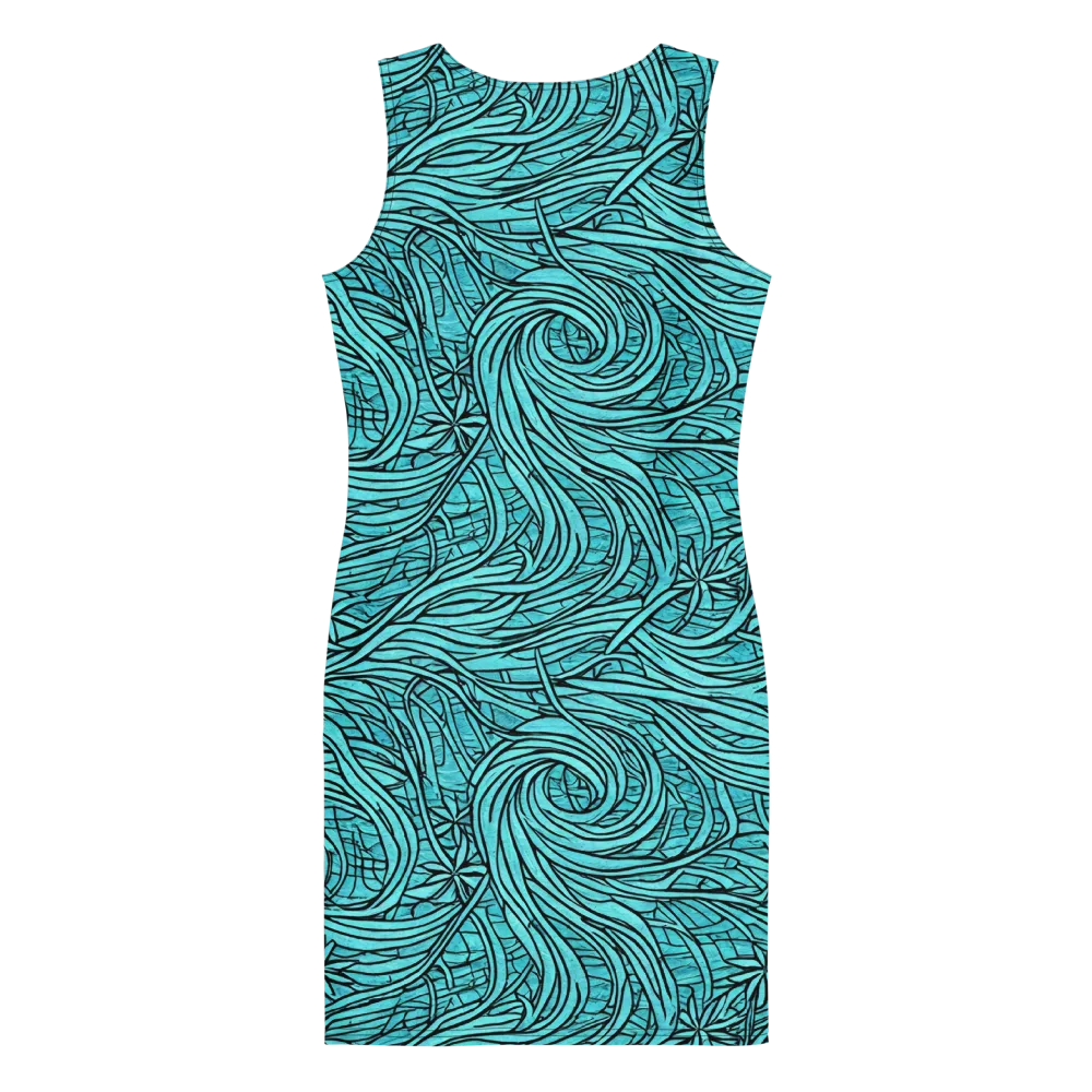 Cyan Whorl on Bodycon Dress — Back