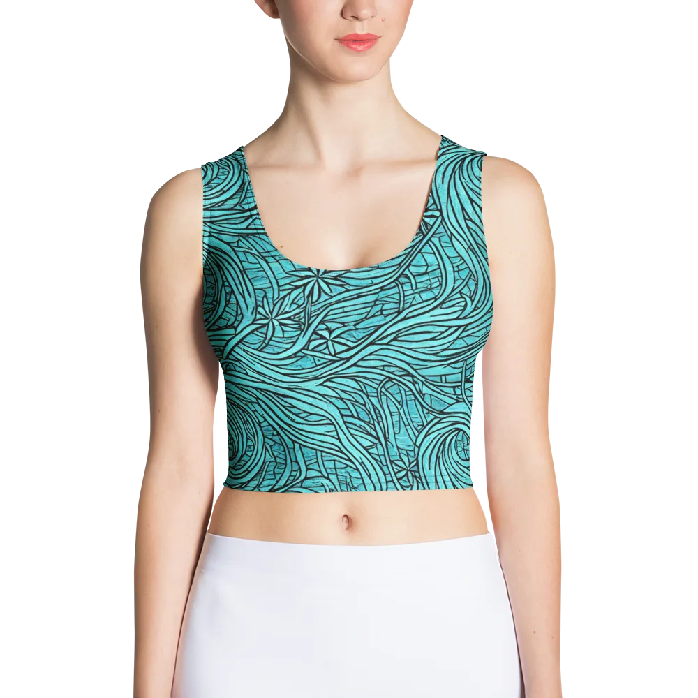 Cyan Whorl on Crop Top — Front