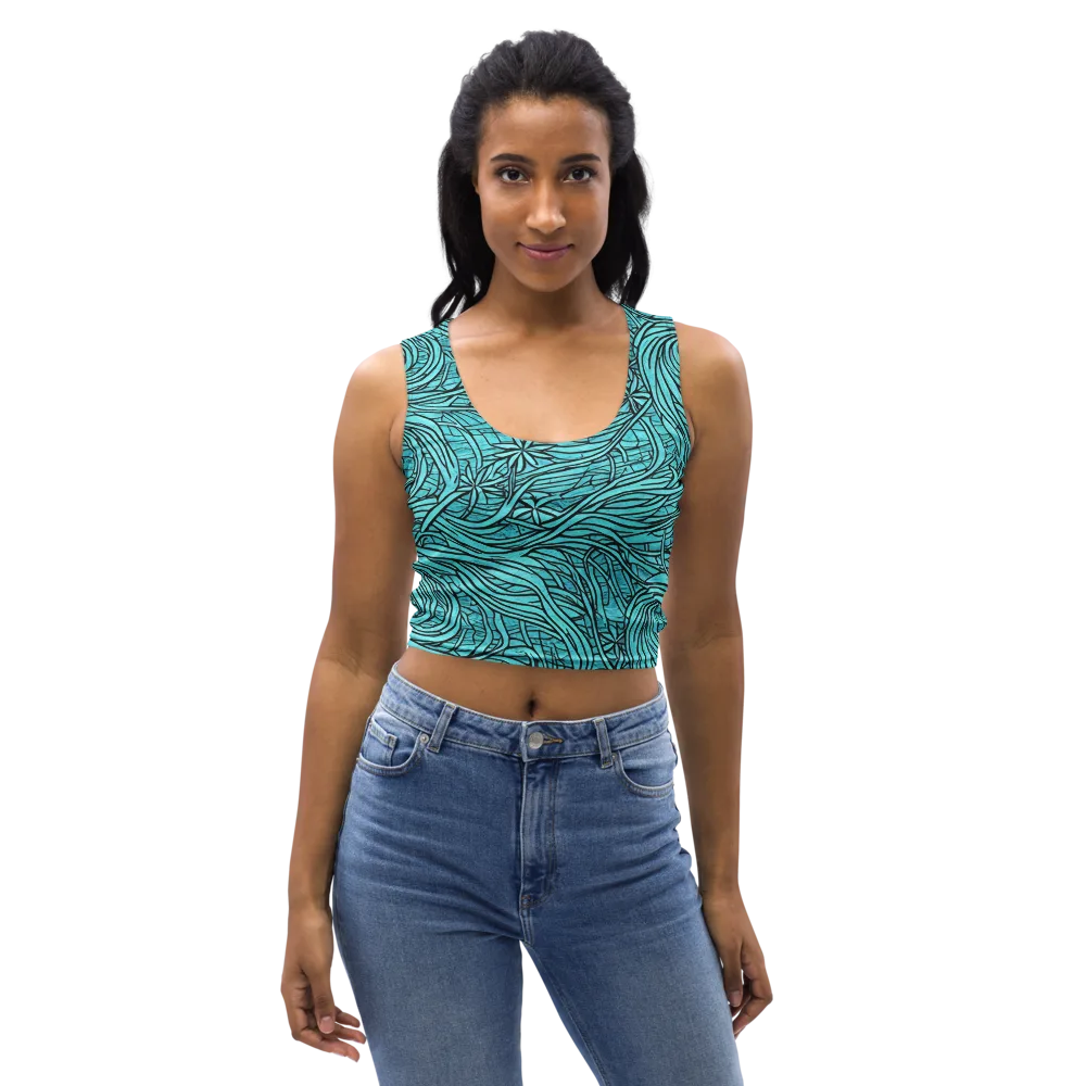 Cyan Whorl on Crop Top — Front